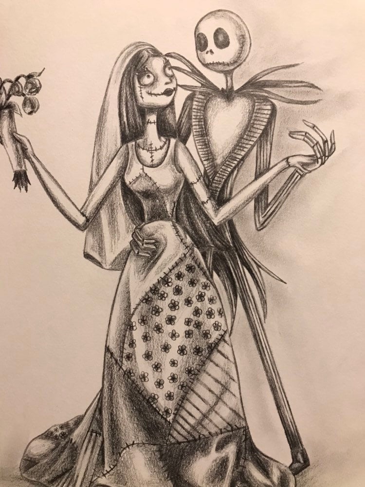 Jack y Sally Wedding Fanart Dibujo - Etsy España