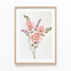 Blushing Blooms - Watercolor Floral Art Print - Digital Download
