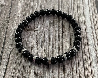 Men's Bracelet - Mens Beaded Bracelet - Men's Black Bracelet - Men's Jewelry - Boyfriend Gift - Husband Gift - Men's Gift - For Him