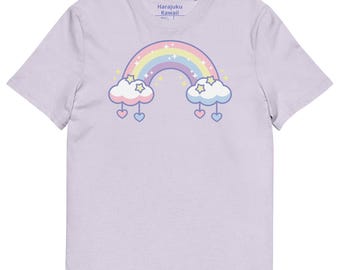 Rainbow organic cotton yume kawaii unisex Harajuku fashion anime tee