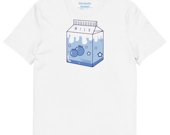 Leche de arándano algodón orgánico tenshi mizuiro kawaii unisex Harajuku moda anime camiseta