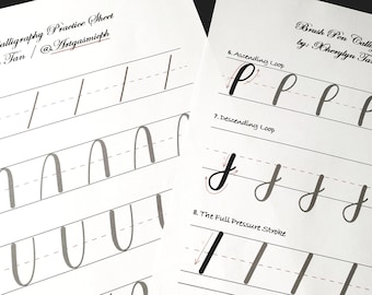Calligraphy Practice Sheets: 8 Basic Strokes (PDF Printable)