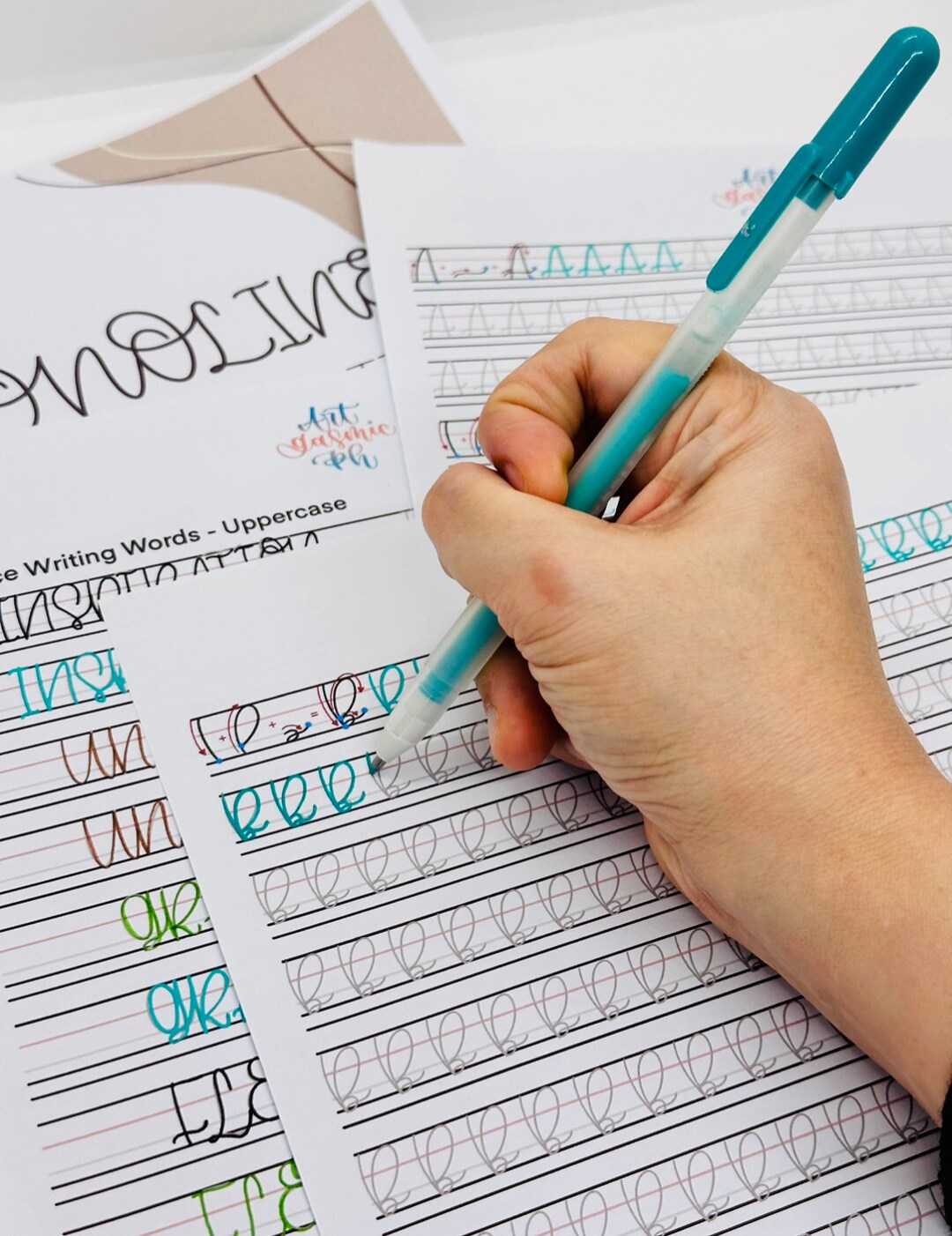 Uppercase Only - Monoline Handwriting and Lettering Practice Sheets ...