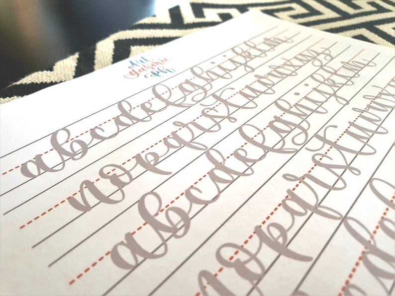 Lowercase Bounce Calligraphy Practice Sheets (PDF, JPG) - Etsy