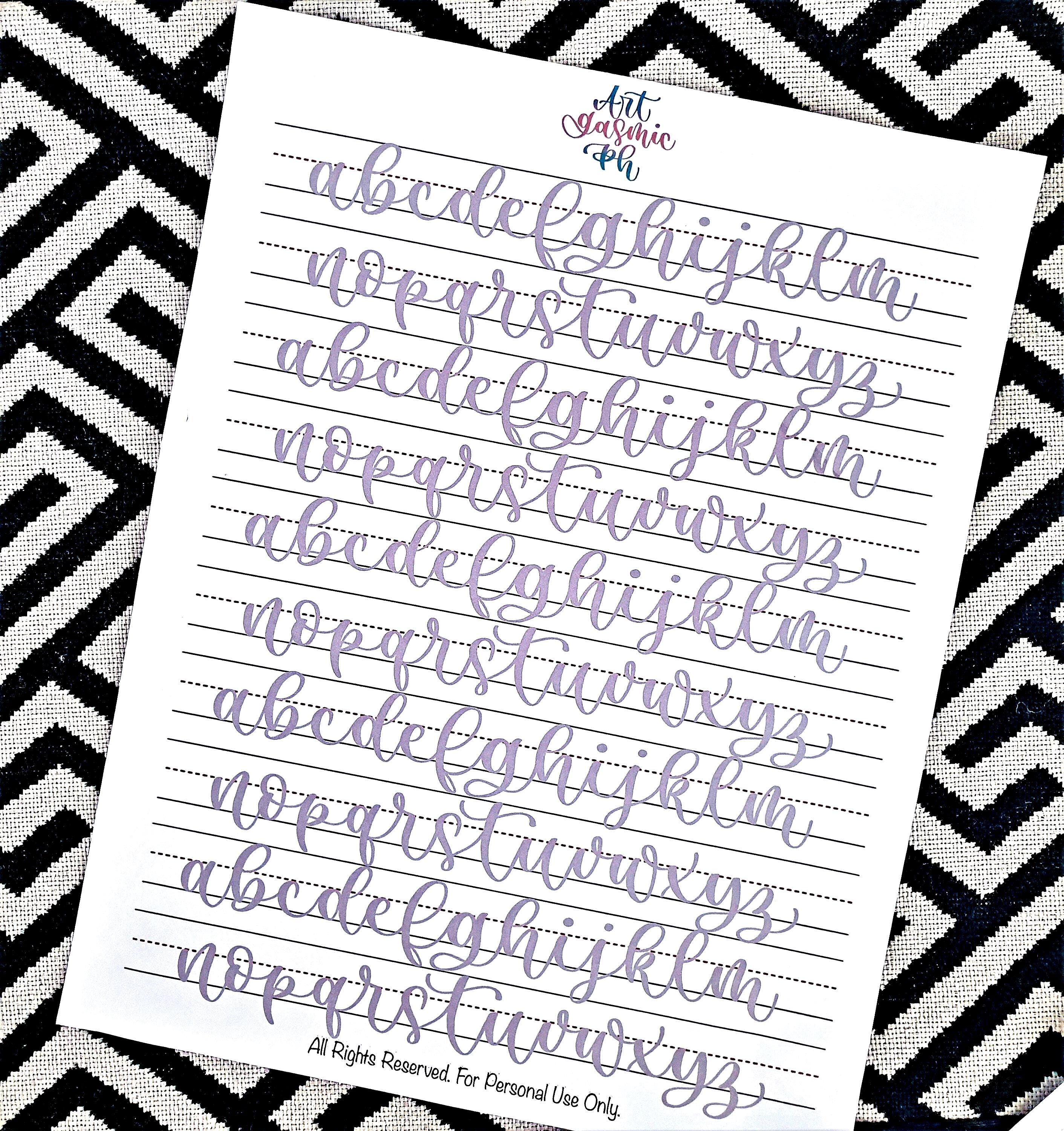 Lowercase Bounce Calligraphy Practice Sheets (PDF, JPG) - Etsy