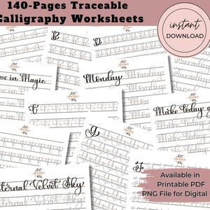 Lexi Loopy Digital Practice Worksheets Traceable Calligraphy Practice Sheets, Modern Calligraphy Lettering Guide, Ipad Lettering, PDF PNG A4