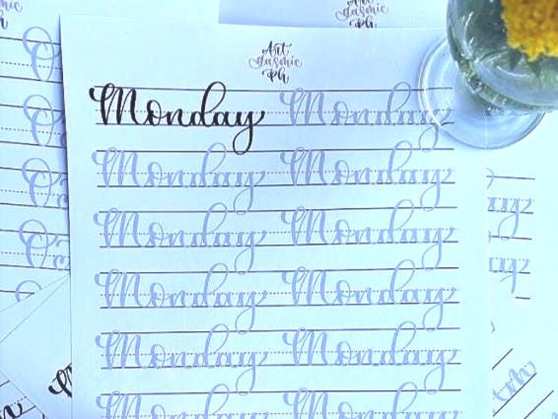 Modern Calligraphy Practice Sheets: Traceable Lettering Guide (PDF, PNG ...