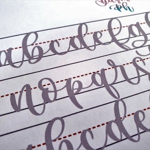 Digitale Arbeitsblätter, Kleinbuchstaben in B mm, Brush Pen Kalligraphie zum Ausdrucken