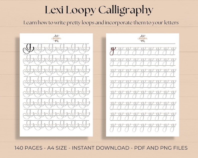 Modern Calligraphy Practice Sheets: Traceable Lettering Guide (PDF, PNG ...