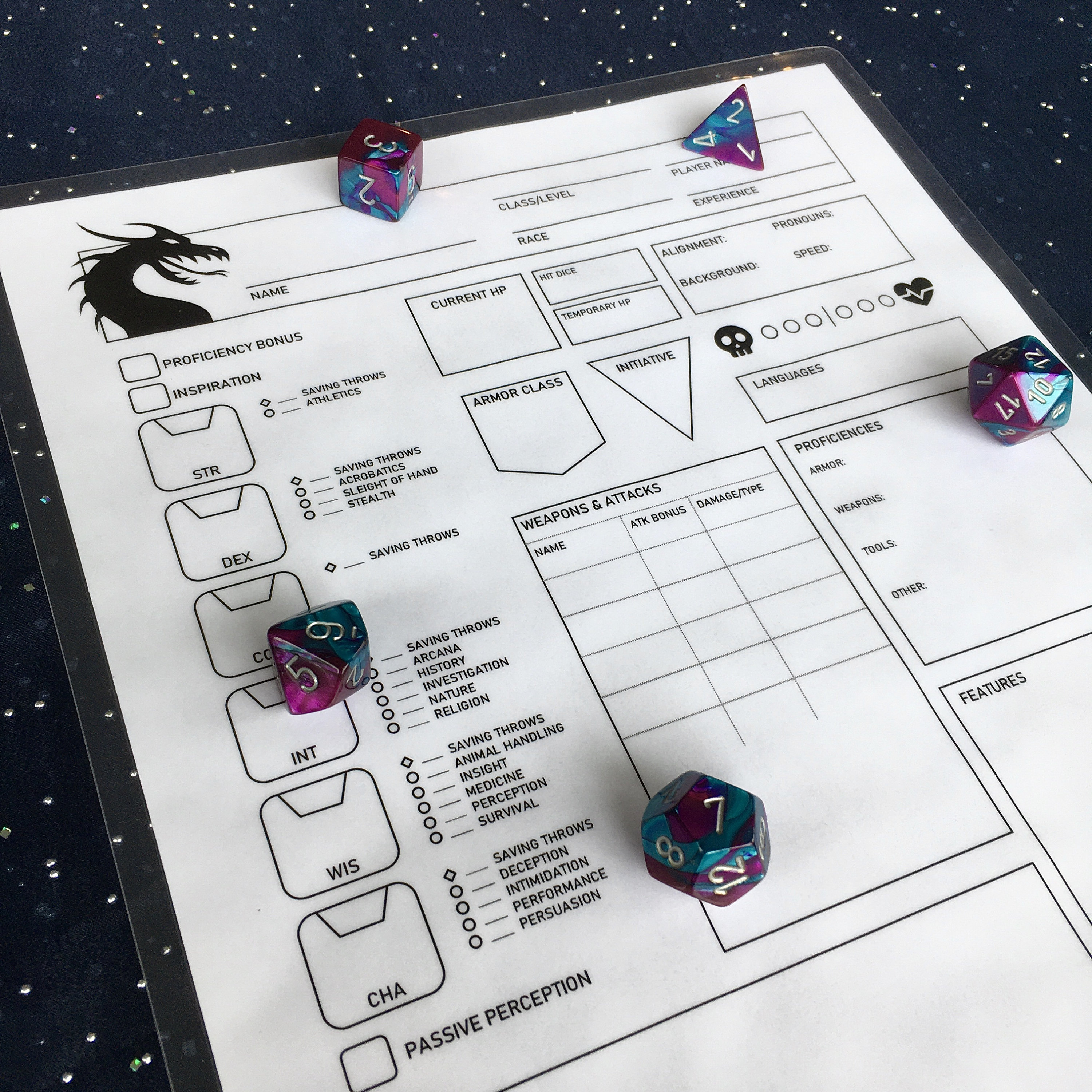 Dry Erase Character Sheets DnD 5e Reusable Laminated Etsy