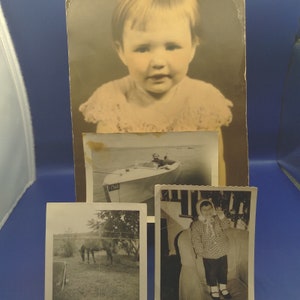 Vtg. Antique Old Photos Photographs  1940-1950&#39;s - lot of 4 Horse Boat Lake Farm