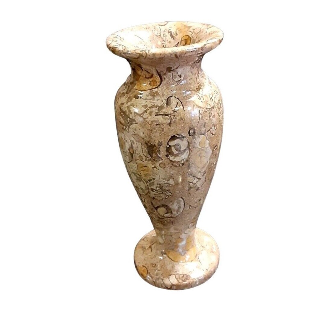 Vintage Marble Stone Vase Heavy Natural Tones Gray Brown Beige 8 Etsy