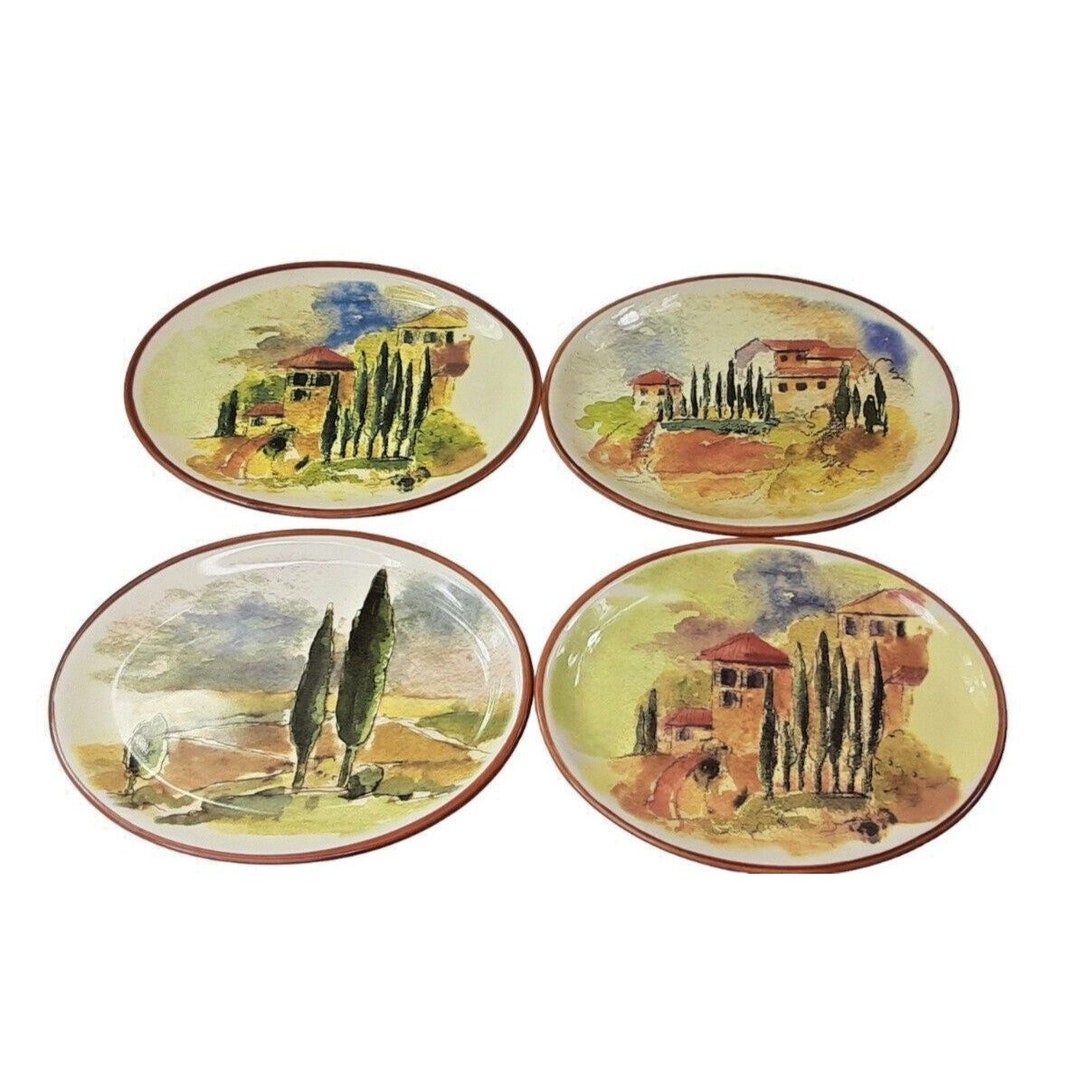 Williams Sonoma Appetizer Plates Set of 4 Tuscan Scenic Oval Etsy