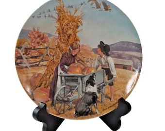 Vintage 1979 Edwin Knowles China Plate by Don Spaulding "Thanksgiving" Plate #01335B Americana Holidays Collection  Fine China