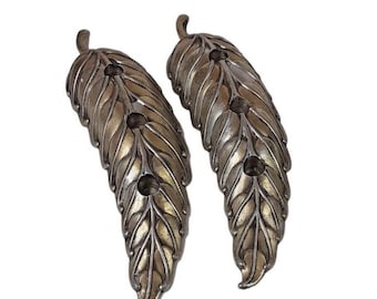 Vintage Bruce Fox Royal Hickman Metal Set of 2 Leaves RH15 MCM Candleholders 15" Collectible