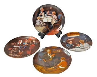 Knowles China Norman Rockwell Plates Set of 4 Heritage Collection and Light Campaign Decorative Collectible Art
