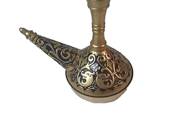 Vintage Asian Style Brass Miniature Teapot, Floral Design