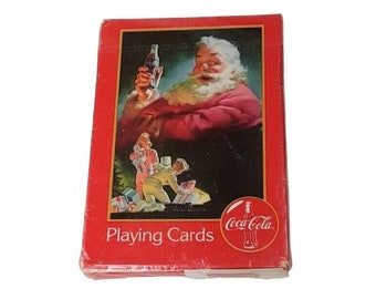 Vintage 1996 Coca Cola Coke Santa Claus Christmas Red Playing Cards Sealed~New