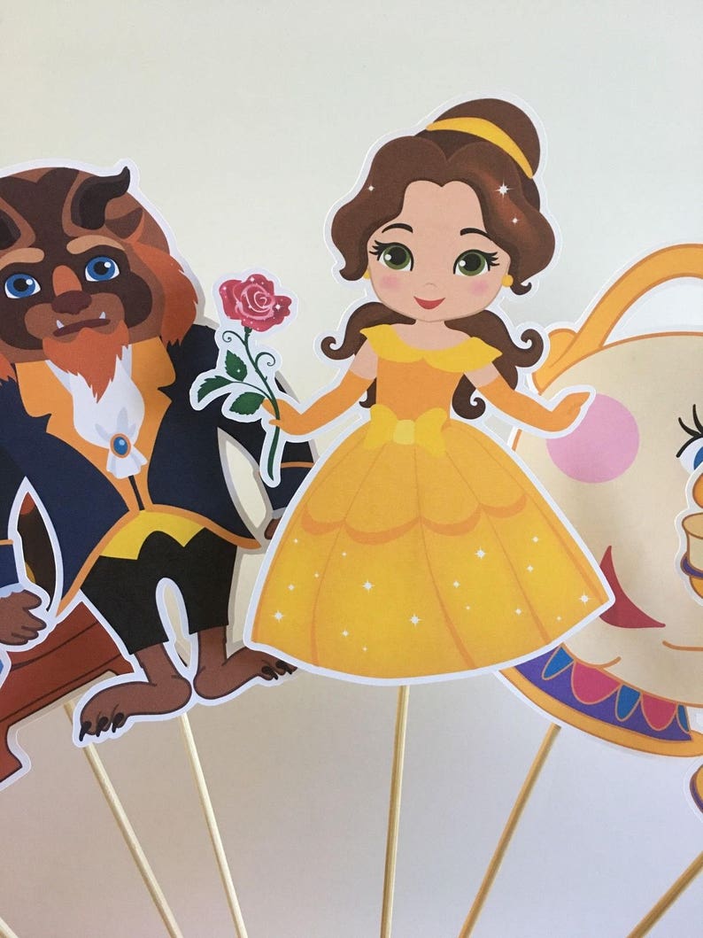 Beauty And The Beast Party Set De 7 Centerpiece Picks 6H