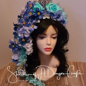 Fairy headpiece, blue, water fairy, siren, fae, fascinator