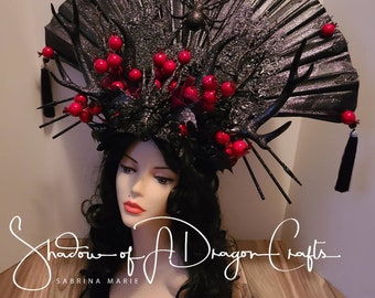 Large statement Headpiece, vampire, Gothic, dark queen, dragon