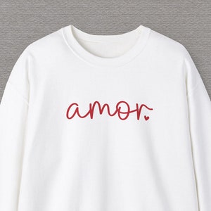 Amor-sweater, minimalistische liefde ronde hals, leuk Spaans geïnspireerd cadeau voor haar, gezellig en lief Valentijnsdagcadeau, liefdesshirt Spaanse leraar
