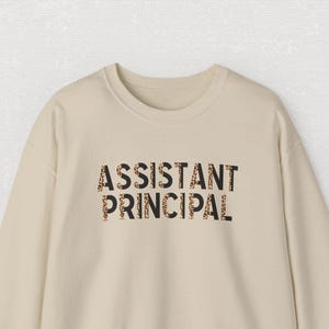 Assistant Principal Sweatshirt, Admin Team Matching Shirts, Cozy Gift for Admin, School Spirit Apparel, Principal Appreciation, Half Leopard