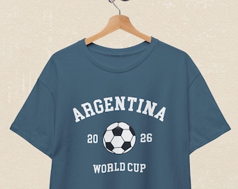 Argentinië 2026 voetbalshirt, T-shirt voor Argentijnse voetbalfans, cadeau met voetbalthema, T-shirt voor wedstrijddagen, voetballiefhebber, trots op Argentinië