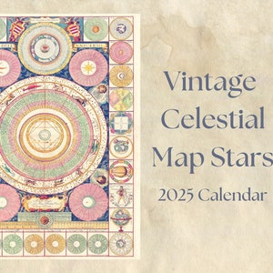 Vintage Celestial Map Stars 2025 Wandkalender 28cm x 21cm
