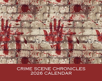 Crime Scene Chronicles 2026 Wall Calendar, True Crime Gift, Christmas or New Year Gift, Game Room, Home Theater Decor, Funny Horror Calendar