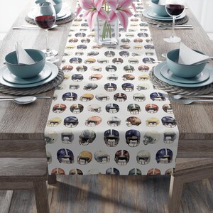Football Helmet Table Runner, Football Season Decor, Game Day Decor, Colorful Helmets Pattern, Kids Football Birthday, Football Lover Gift