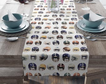 Football Helmet Table Runner, Football Season Decor, Game Day Decor, Colorful Helmets Pattern, Kids Football Birthday, Football Lover Gift