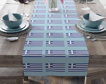 Greece Flag Table Runner, Greek Pride Decor, Orthodox Easter Dining Accent, Greek Holiday Celebration, Housewarming Gift, Greece Home Decor