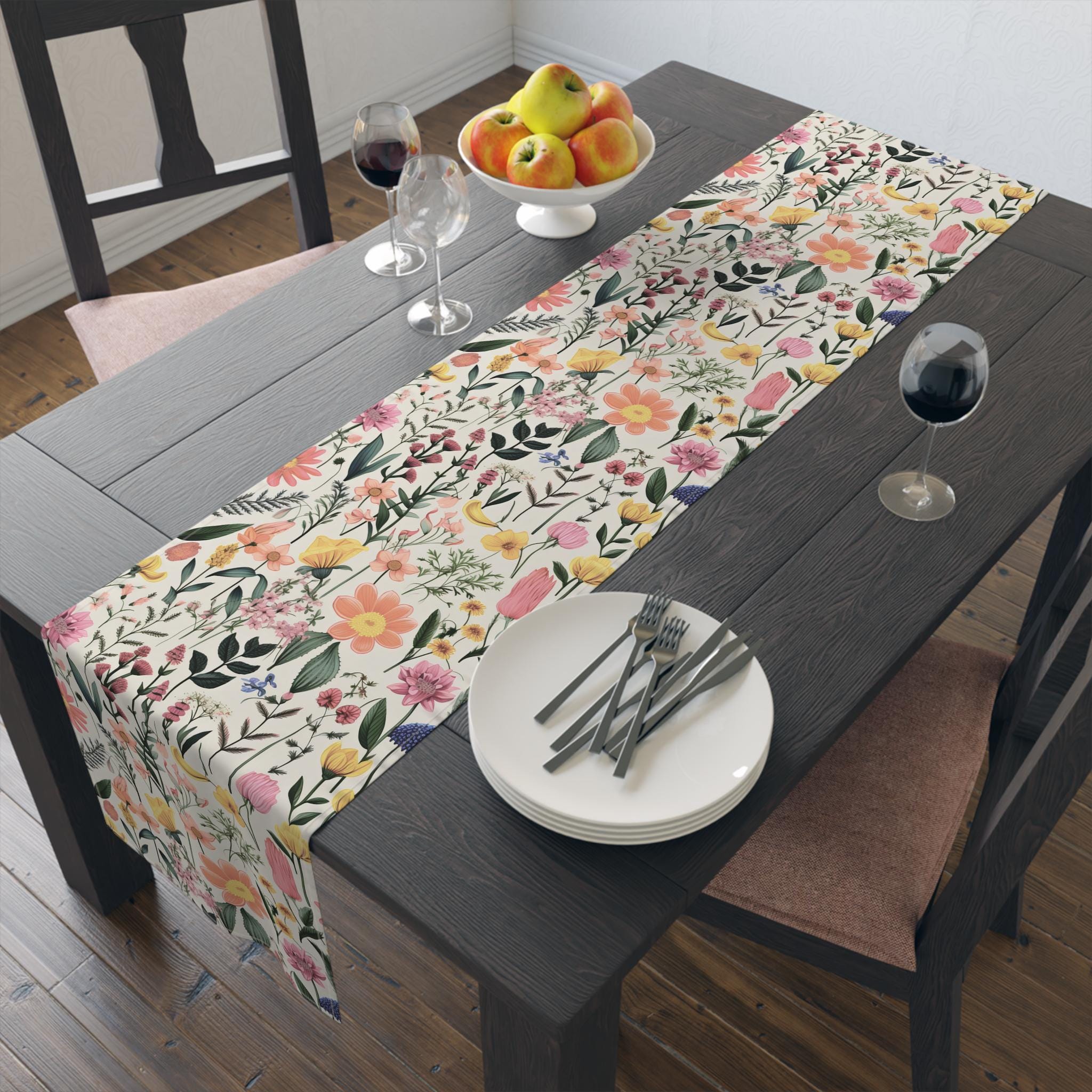 Runner da tavolo con tulipani e lavanda, primaverile, estive