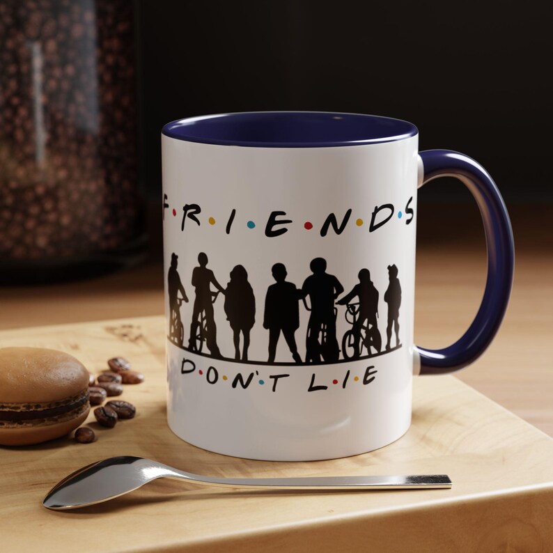 Friends Don't Lie Stranger Mug | 80s Sci-Fi Fan Gift | Pop Culture Crossover | Final Season Keepsake | Accent Coffee Mug | Horror Fan image 4