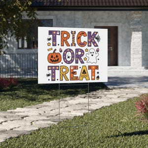 Halloween Lawn Sign, Trick or Treat Home Decoration, Outdoor Halloween Decor, Spooky Outdoor Decor, Fall Decor for Home, Schools & Parties