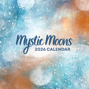 Calendario de pared Lunas Místicas 2026, calendario celestial, lunas brillantes, estrellas y cielos galácticos, regalo de calendario cósmico para amantes del espacio y la luna.