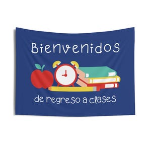 Bienvenidos de Regreso a Clases Wall Tapestry, Spanish Back to School Decor, First Day of School Hallway and Bulletin Board, Photo Backdrop