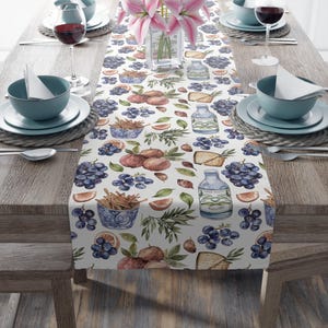 Passover Table Runner, Matzah & Fruits Seder Decor, Religious Holiday Table Decor, Jewish Celebration, Home Decor, Seder Dinner