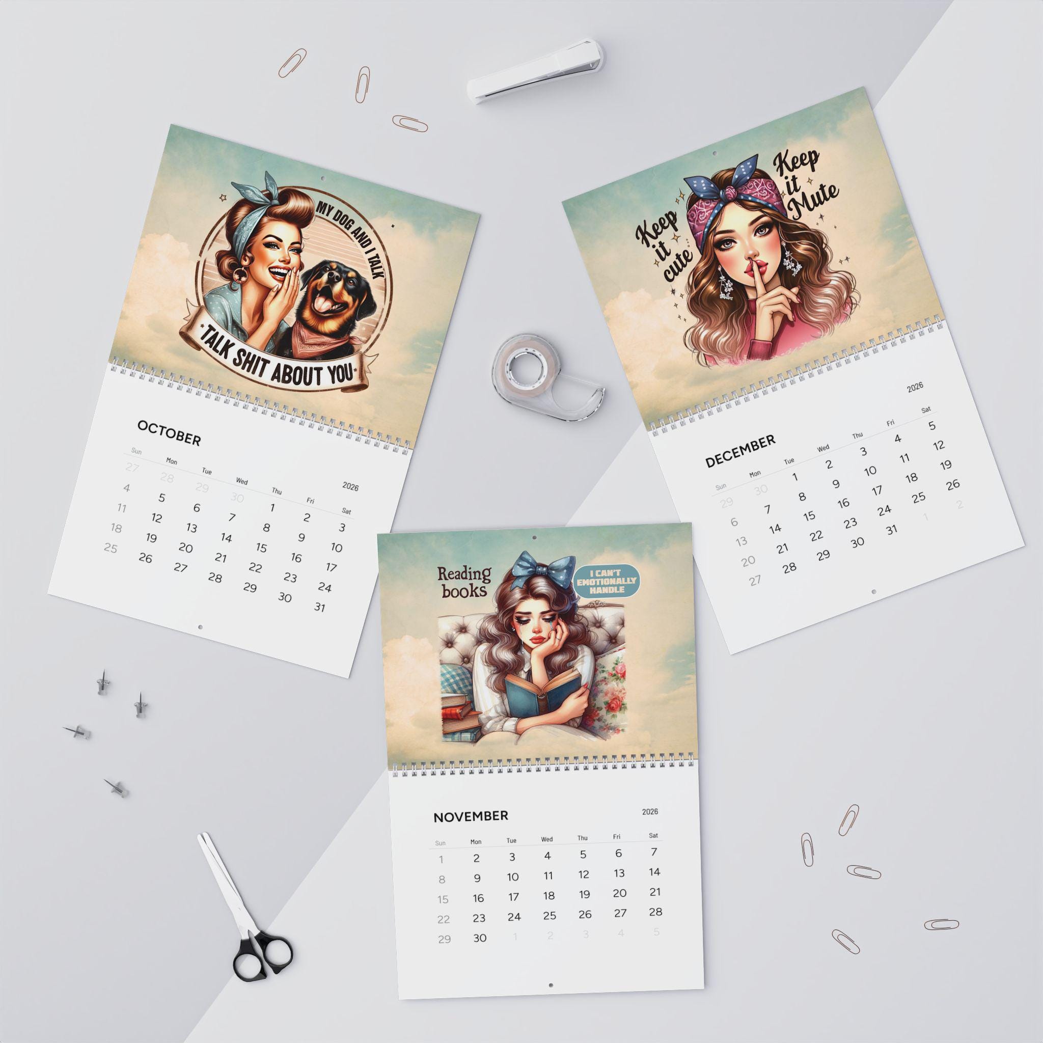 Calendario de pared 2026 con citas divertidas de chicas retro. Humor  desquiciado para mujeres, amas de casa, compañeras de trabajo y reinas del  descaro. Ama de casa sarcástica. - Etsy México, image size:2048x2048