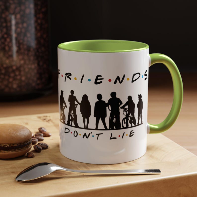 Friends Don't Lie Stranger Mug | 80s Sci-Fi Fan Gift | Pop Culture Crossover | Final Season Keepsake | Accent Coffee Mug | Horror Fan image 9