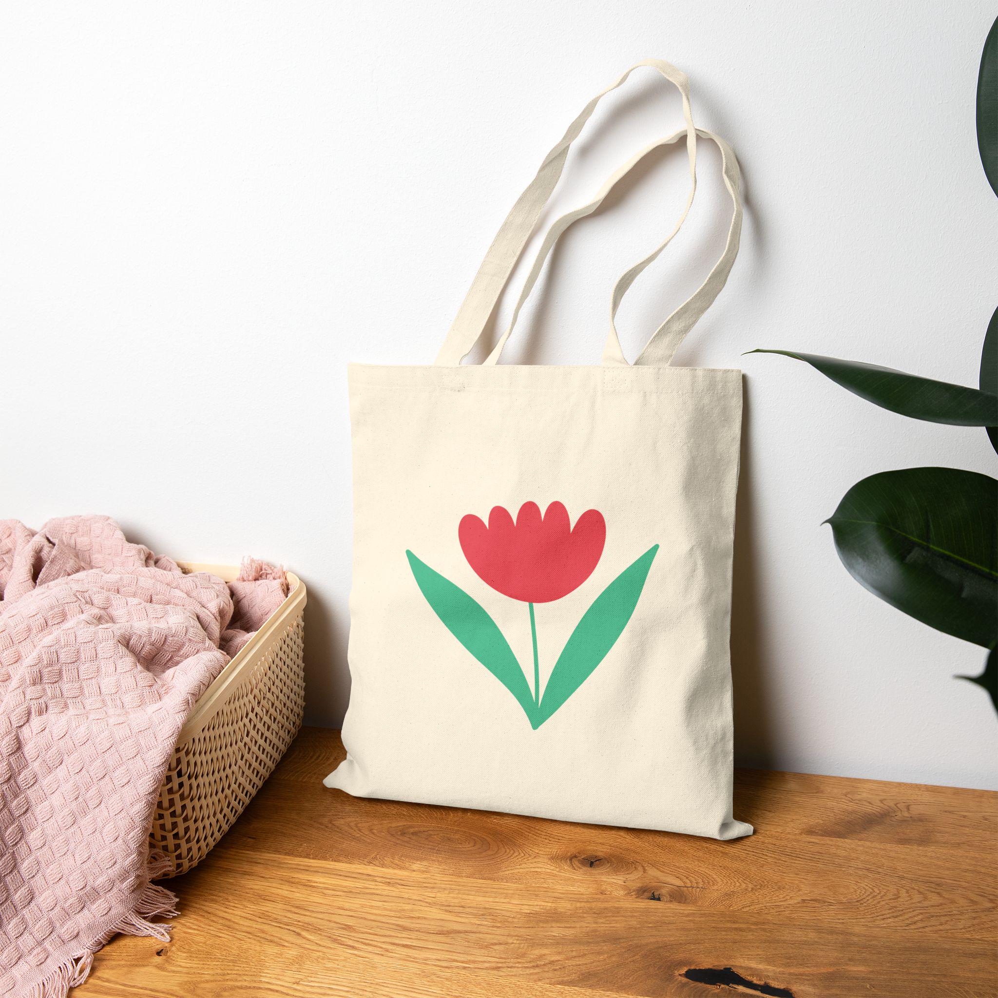 Red Tulip Tote Bag, Simple, Bold & Beautiful, Minimalist Flower 
