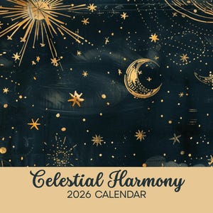 Celestial Harmony 2026 Wall Calendar, Mystical Suns, Moons and Stars, Perfect Gift for Astronomy Lovers and Celestial Aesthetic Fans