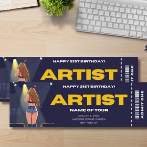 Bearbeitbare Konzertkartenvorlage, sofortiger Download, Canva-Vorlage, personalisiertes Geschenk, DIY druckbares Ticket, Überraschungskarte