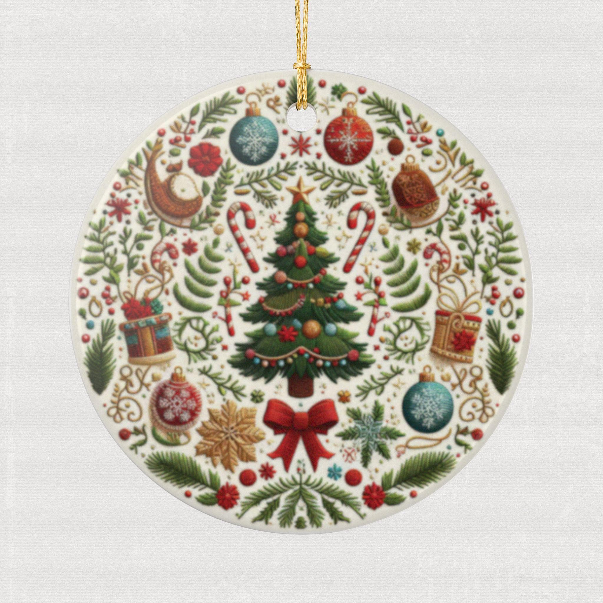 クラシックなヴィンテージクリスマスツリーオーナメント、陶器の