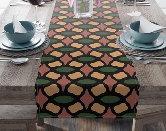 Kwanzaa Table Runner, Festive Kinara-Inspired Decor for African Heritage Celebration, Bold Red, Green & Yellow Pattern, Ethnic Dining Decor
