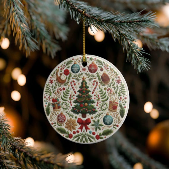 クラシックなヴィンテージクリスマスツリーオーナメント、陶器の
