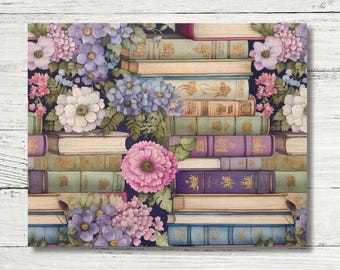Book Lover Puzzle, Books & Blooms, Floral Library Aesthetic, Vintage Floral Decor, Gift for Readers, Bookish Decor, Game Night, Teacher Gift
