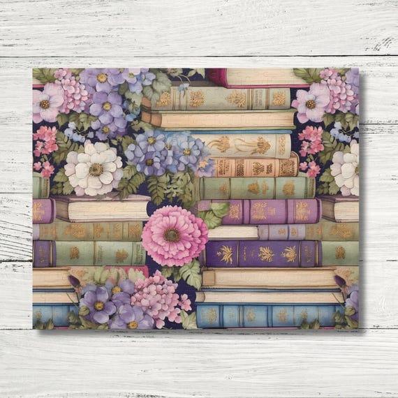 Book Lover Puzzle, Books & Blooms, Floral Library Aesthetic, Vintage Floral Decor, Gift for Readers, Bookish Decor, Game Night, Teacher Gift