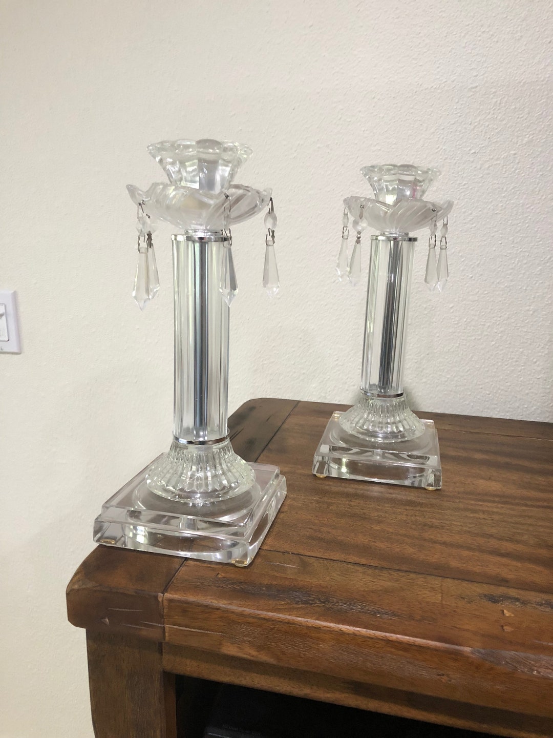 Vintage Crystal Candlestick Holders Set of 2 - Etsy